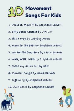 list of movement songs for kids Movement Songs For Preschool, Movement Preschool, Movement Songs, Kindergarten Music, Kindergarten Songs, Classroom Songs, Songs For Toddlers, Preschool Circle Time, Songs For Kids