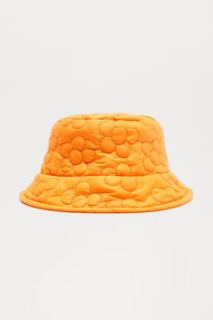 Available In Black And Orange. Bucket Hat Nylon Material Floral Design Quilted Imported | Lilly Pad Bucket Hat in Orange by Fashion Nova Summer Nylon Bucket Hat With Short Brim, Nylon Bucket Hat With Short Brim For Summer, Flat Brim Nylon Hat For Summer, Orange Bucket Hat, Lilly Pad, Black And Orange, Orange Fashion, Fashion Nova, Bucket Hat