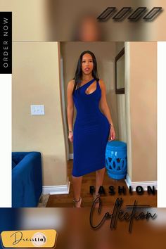 Cut Out Solid One Shoulder Bodycon Party Dress Bodycon Party Dress, Bodycon Dress Parties, 1 Million, One Shoulder, Party Dress, Cut Out