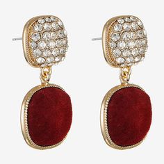 Included: 1 Pair of EarringsFeatures: Rhinestones, HypoallergenicEarring Back: PostShape: CushionMetal Color: Gold ToneEarring Length: 36mmEarring Width: 18mmCare: Wipe CleanStone Type: 38 GlassEarrings Type: Post EarringsEarrings Style: Drop EarringsMetal: ZincCountry of Origin: Imported Red Crystal Round Earrings, Glass Drop Earrings, Monet Jewelry, Earrings Red, Earrings Drop, Jewelry Gold, Jewellery And Watches, Gold Jewelry, Gold Tones