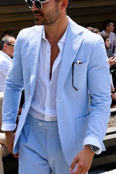 Seersucker Suit, Summer Suit, Striped Blazer, Single Breasted, Blazer, Pants, Fabric, Trousers