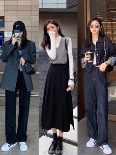 Neat Casual Outfits, Korean Outfit Street Styles, Korean Casual Outfits, Korean Girl Fashion, Ulzzang Fashion, 가을 패션, Korean Outfits, Casual Style Outfits