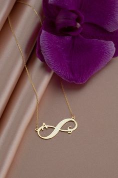 Infinity Initial Letter Necklace, 14k Solid Gold Custom Name Necklace, Personalized Handmade Jewelry, Custom Christmas Gift for HerOur infinity name necklaces are perfect choice for a Christmas, Mother’s Day, valentine's day, birthday, wedding, anniversary, graduation, engagement, bridesmaid, and best friends gift. It’s a good way to show appreciation to your mom, girlfriend, wife, grandmother, grandchildren, daughter, sister, best friend, boss or a co-worker. Also, a special treat just for your Gold Infinity Necklace With Name, Gold Infinity Jewelry With Name, 14k Gold Infinity Jewelry, Name Pandent Design, Infinity Yellow Gold Jewelry For Gift, Yellow Gold Infinity Jewelry For Gift, Yellow Gold Infinity Jewelry Gift, Gold Infinity Necklace For Anniversary Gift, Gold Infinity Necklace For Anniversary