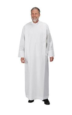 Front Wrap With Yoke Lining Alb Church Supply Church Apparels White Cotton Outerwear For Daywear, Classic Cotton Stretch Outerwear, Church Furniture, Linen Clothes, Chef's Jackets, 1 Piece, Normcore, Cotton Fabric, Sleeve Length