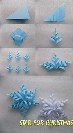 paper snowflakes are arranged in different ways to make them look like they have been folded