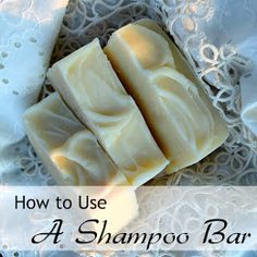 how to use a shampoo bar on a lace doily with text overlay