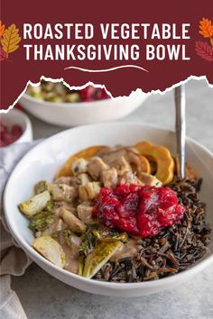 Roasted Vegetable Thanksgiving Bowl Roasted Vegetables Thanksgiving, Thanksgiving Bowl, Small Thanksgiving, Thanksgiving Vegan, Dairy Free Soup, Fall Vegan Recipes, Traditional Thanksgiving, Vegan Holiday, Thanksgiving Meal