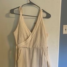 Off White Jumpsuit Zip Back Nwt Cream Sleeveless Jumpsuit For Day Out, Sleeveless Cream Jumpsuit For Day Out, White Cotton V-neck Jumpsuits And Rompers, White Cotton V-neck Jumpsuit, Off White Jumpsuit, Beige Jumpsuit, Velour Jumpsuit, Plaid Jumpsuit, Colorful Jumpsuit