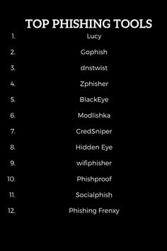the top phishing tools list is shown in black and white, with numbers on it
