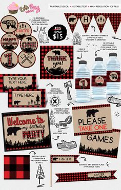 the lumber party printables are ready to be used