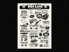 a black and white advertisement for hot luck