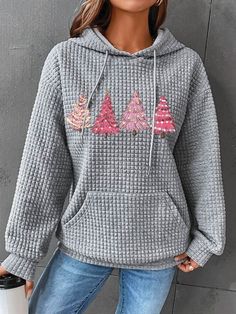 An exclusive offer for you——Affordable prices at Zolucky store, SPU: 29415HO9D858A, Color: White Black Pink Gray, Style:Casual, Theme:Spring/Fall. Plain Hoodies, Plus Size Kleidung, Christmas Hoodies, Outfits Winter, Knit Hoodie, Knitting Women, Drawstring Hoodie, Cozy Knits, Casual Hoodie