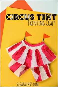 a circus tent painting craft for kids to make with paper and construction tape on it