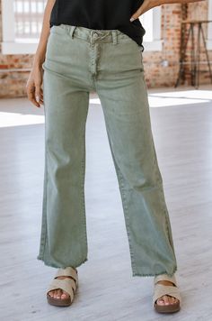 Elevate your style with our Lena Straight Wide Pants. These pants feature a flattering straight cut and a wide leg design, providing a comfortable fit and a chic look. Make a statement wherever you go with these versatile and stylish pants! Model Info: Models are 5'7", Size 2, wearing smalls Material: 97% cotton 3% spandex Straight Leg Pants With Frayed Hem For Fall, Wide Leg Jeans With Frayed Hem For Fall, Fall Wide Leg Jeans With Frayed Hem, Chic Full-length Flare Jeans With Frayed Hem, Everyday Fall Pants With Frayed Hem, Casual Mid-rise Wide Leg Pants With Frayed Hem, Straight Leg Bottoms With Frayed Hem For Fall, Fall Relaxed Fit Pants With Frayed Hem, High Rise Pants With Frayed Hem For Fall