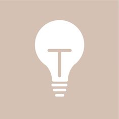 a light bulb with the letter t in it's center on a beige background