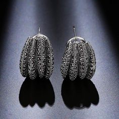 Exquisite Turkish Silver Earrings Black Marcasite Vintage Style, Retro Silver Clip On Earrings, Antique Look, Beautiful & Stylish. Turkish Fashion Earrings New - - - Keywords Free People Kate Sephora Tiffany Jewelry Spring Summer Autumn Winter Cocktail Vianey Columbia Home Office Deluxe Rings Rhinestones Indie Etc Black Hoop Earrings For Evening, Silver Pierced Hoop Earrings For Evening, Winter Cocktail, Malachite Earrings, Zara Gold, Silver Rings Simple, Earrings Antique, Tiffany Jewelry, Crystal Tiaras