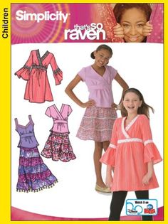 the children's dress and top sewing pattern is shown