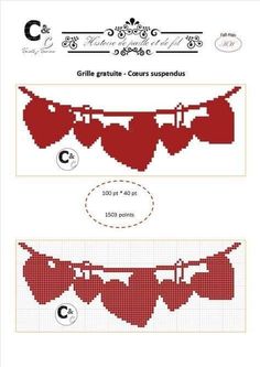 the instructions for how to make an easy cross stitch banner with hearts and buntings