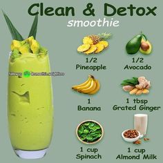 Smoothie Detox Cleanse, Fruit Smoothie Recipes Healthy, Easy Healthy Smoothies, Cleanse Detox, Smoothie Drink Recipes