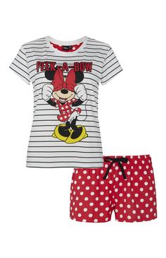 Primark - Pyjama Minnie Mouse � rayures Comfy Lingerie, Barbie Wedding Dress, Disney Shorts, Night Pajama