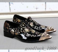 Men Leather Metal Pointed Toe Floral Printed Slip On Wedding Formal Dress Shoes   Color:Black Size:6-12 Material:Leather     Payment 1. Payment must be made within 7 days of auction closing (Unpaid dispute will automatically open when item is not paid in 7 days). 2. PLEASE NOTE: SHIPPING&HANDING DOES NOT INCLUDE DUTIES, LOCATL TAXES OR ANY OTHER IMPORTATION FEES. 3. Please list your special requests (color, packages, value of declaration, etc.) in the EBAY NOTES SECTION when you make payment Shi Luxury Slip-on Men's Shoes With Pointed Toe, Oxford Dress Shoes, Point Shoes, Rubber Shoes, Black Loafers, Shoes High, Pointed Toe Shoes, Derby Shoes, Fashion Mode