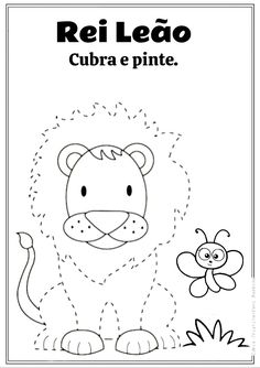 a coloring page with a lion and a bee in spanish for children to color on