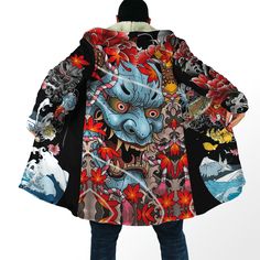 Japanese Oni Mask  3D Over Printed Cloak-Ml available in T-shirt, hoodie, tank top, longsleeve, multi color and size S M L XL XXL 3XL 4XL 5XL. Shipping from the US. Easy 30 day return policy - Shop now! 6.1-ounce, 100% cotton .Double-needle neck, sleeves and hem; Roomy Unisex Fit. Ash is 99% cotton, 1% poly; Sport Grey is 90% cotton, 10% poly; Dark Heather is 50% cotton, 50% polyester .Decoration type: Digital Print. Made by Gildan Japanese Oni Mask, Oni Mask Tattoo, Japanese Oni, Print Outerwear, Short Pants Outfit, Oni Mask, Sweatshirt Jean Jacket, Fur Hood Coat, Fur Hoodie