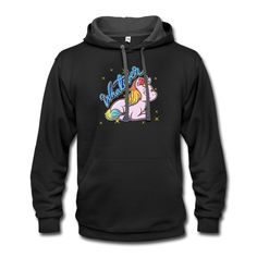 Funny Sassy Pink Unicorn Novelty Gift - Contrast Hoodie Creative Shirts, Contrast Hoodie, Happy St Patricks Day, Super Mario Bros, Novelty Gifts, Mario Bros, Super Mario