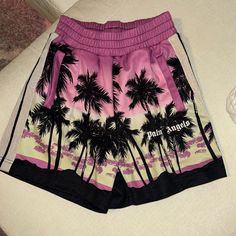 Worn Once!! Very Good Condition Willing To Negotiate!!! Palm Angels Shorts, Angel Shorts, Palm Angels, Purple Black, Purple And Black, Mens Shorts, Man Shop, Angel, Purple