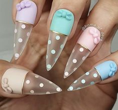 Dot Nail Designs, Polka Dot Nail Art, Easter Nail, Dot Nail Art, Polka Dot Nails, Stiletto Nails Designs, Dots Nails, Easter Nails, Nails Inc