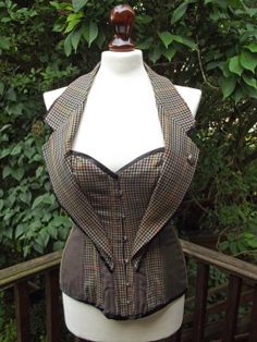 MADE TO ORDER. Tweed corset - etsy - LyndseyBoutique Tweed Corset, Corset Steampunk, Mode Steampunk, Tweed Waistcoat, Steampunk Corset, Style Steampunk, Steampunk Costume, Steampunk Clothing, Upcycled Clothing