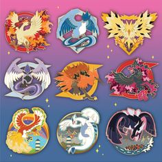 the pokemon pins are all different colors and sizes