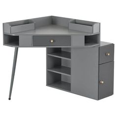 Have you thought about the problem that you can take advantage of the corner space? Please be assured that this multi-purpose corner desk will be a great solution due to its unique design and ample storage space. The corner table design with classic appearance is able to give you a better choice whatever nail store, makeup, dressing, salon or livingroom etc.. We believe that by owning this nail table, you will get a good assistant for all the work! Assembled Product Size: 33.6"(L) x 29.5''(W) x Corner Table Designs, Desk Station, Makeup Vanity With Drawers, Nail Desk, Corner Vanity, Nail Table, Nail Store, Corner Space, Bedroom Dressing Table