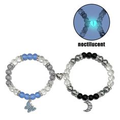 SPECIFICATIONS Gender: Unisex Material: Metal Metals Type: Zinc alloy Bracelets Type: Charm Bracelets Item Type: Bracelets Fine or Fashion: Fashion Glowing Bracelet, Glow In The Dark Bracelets, Blue Heart-shaped Bracelet For Valentine's Day, Glow In The Dark Matching Bracelets, Couples Black Heart-shaped Bracelets, Adventure Style, Couple Bracelets, Glow In The Dark, Types Of Metal