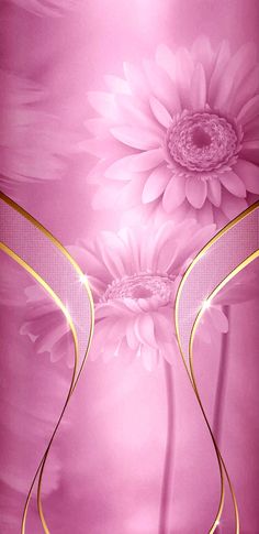 a pink and gold background with flowers on it