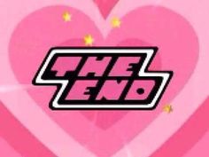 the end logo on a pink background with stars in the shape of a big heart