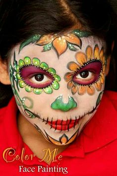 www.facebook.com/HermosaYCatrina sugar skulls for children! Face Painting, Color Me, Face Paint, Paint, Halloween, Flowers, Color