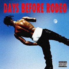 a man in white shirt and black pants doing a trick on a skateboard with the words days before rodeo