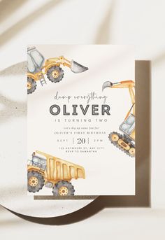 Birthday Invitation Construction Theme, Dump Truck 2nd Birthday Party, Toddler Boy 2nd Birthday Ideas, Trucks Birthday Party Theme, Truck Themed 2nd Birthday Party, Toddler Boy Birthday Party Ideas, Boy 2nd Birthday Theme, Construction Birthday Invitations Free