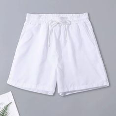 Men’s Drawstring Waist Shorts Brand New , Never Worn . White Color - Size Small Lightweight Material 100% Polyester White Shorts Men, White Swim Shorts, Shorts Ideas, Mens White Shorts, Short Blanc, Drawstring Waist Shorts, Plain Shorts, White Swimsuit, White Pants