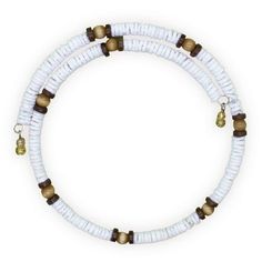 Adjustable puka shell necklace with clay heishi beads and round cat's eye beads. Easy to put on and take off with an adjustable size forms to your neck and requires no clasp or closure. 16 inch length for a universal fit to be worn as a shell choker. Size: one size.  Color: White.  Gender: female.  Age Group: adult.