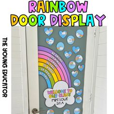 rainbow door display with the words welcome to our class