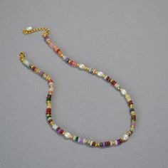 Gold Pearl Necklace With Colorful Beads, Multicolor Pearl Beaded Necklaces With Natural Stones, Dainty Multicolor Gemstone Beaded Necklaces, Dainty Multicolor Gemstone Bead Necklace, Nature-inspired Multicolor Gemstone Bead Necklaces, Copper Pearl, Copper Style, Stone Beaded Necklace, Gemstone Beaded Bracelets