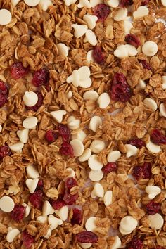 granola with nuts and cranberries on top