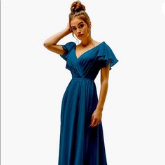 Brand New With Tags, Didn’t Fit And Missed The Window For Return. Asking $10 Below Purchase Price Dark Teal Bridesmaid, Sleeveless Black Maxi Dress, Teal Bridesmaid, Scoop Neck Midi Dress, Rose Maxi Dress, Long Sleeve Evening Gowns, Cobalt Blue Dress, Semi Formal Dress, Mesh Maxi Dress