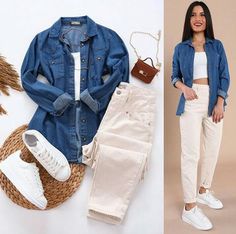 Outfits Leggins, Outfits Juvenil, Preppy Fall Outfits, Outfits Con Jeans, Looks Jeans, Dressy Casual Outfits, Stylish Summer Outfits, Casual Day Outfits, Muslimah Fashion Outfits