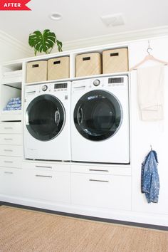 a washer and dryer in a laundry room