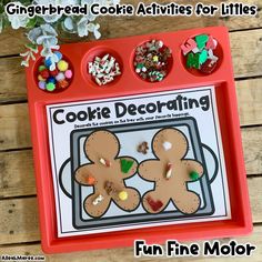 gingerbread cookie activities for little kids to do with the cookies in their trays