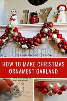 how to make christmas ornament garland for the fireplace mantel and mantles