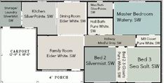 the floor plan for a house with different colors